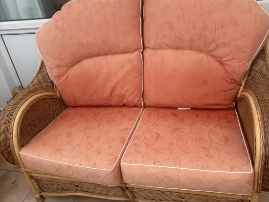 conservatory suite 2 chairs 1 double settee footstool and 2 tables