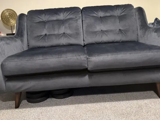 DFS French Connection Grey Velour Camden 2 Seater Sofa