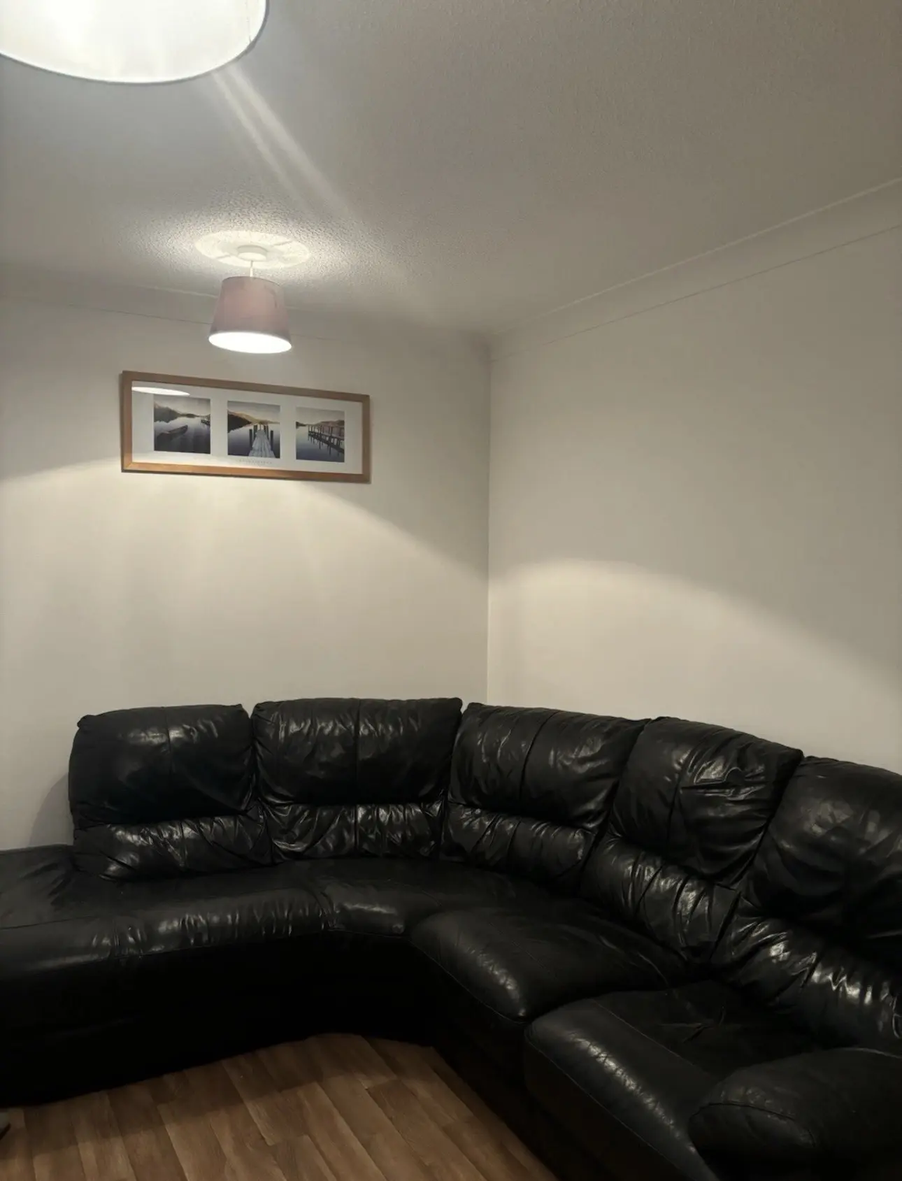 DFS Black Leather Corner Sofa