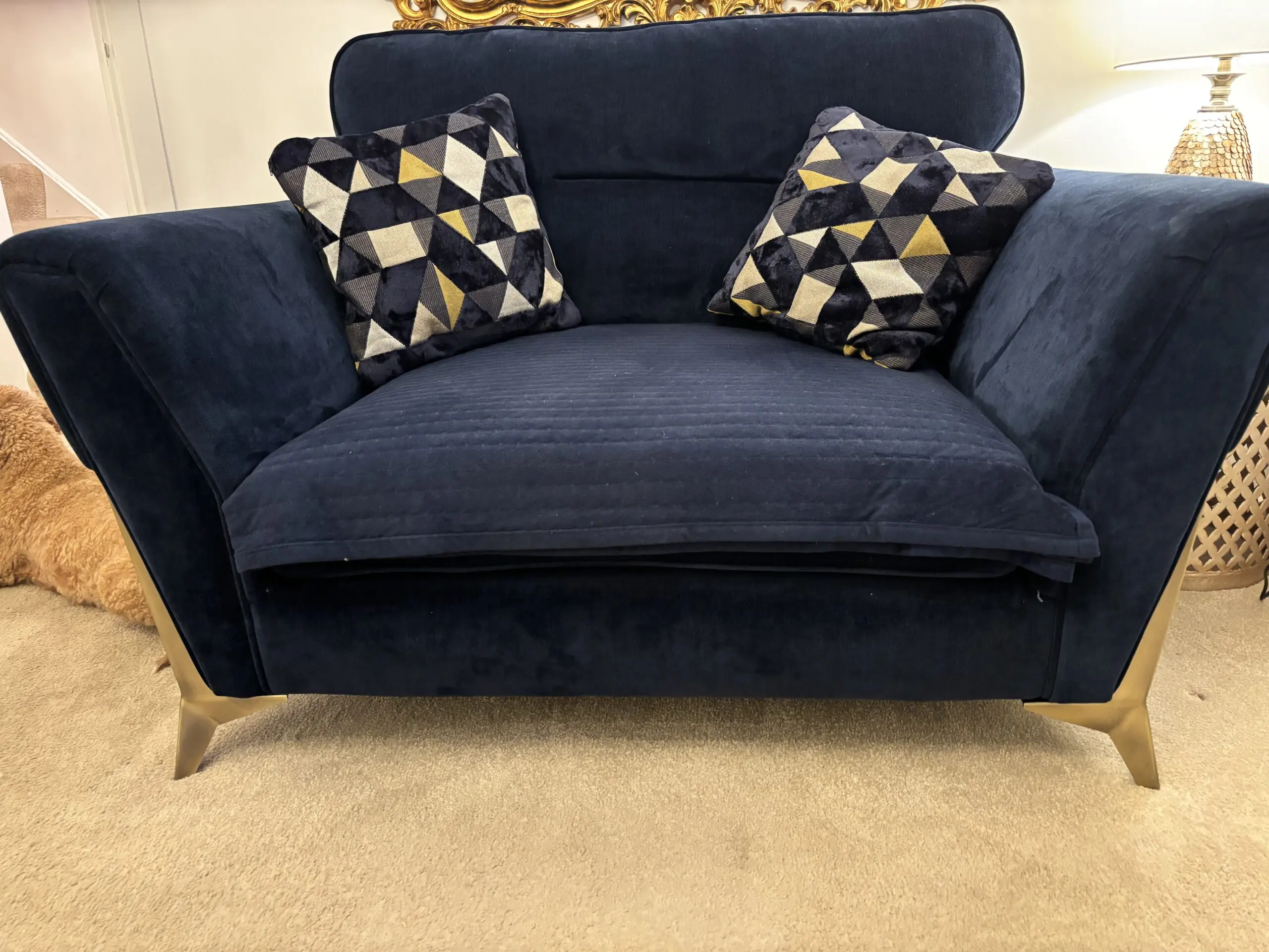 Lee Longlands - Stunning Navy Blue Sofa Set (3-Seater + Loveseat) - Cost £3k New!