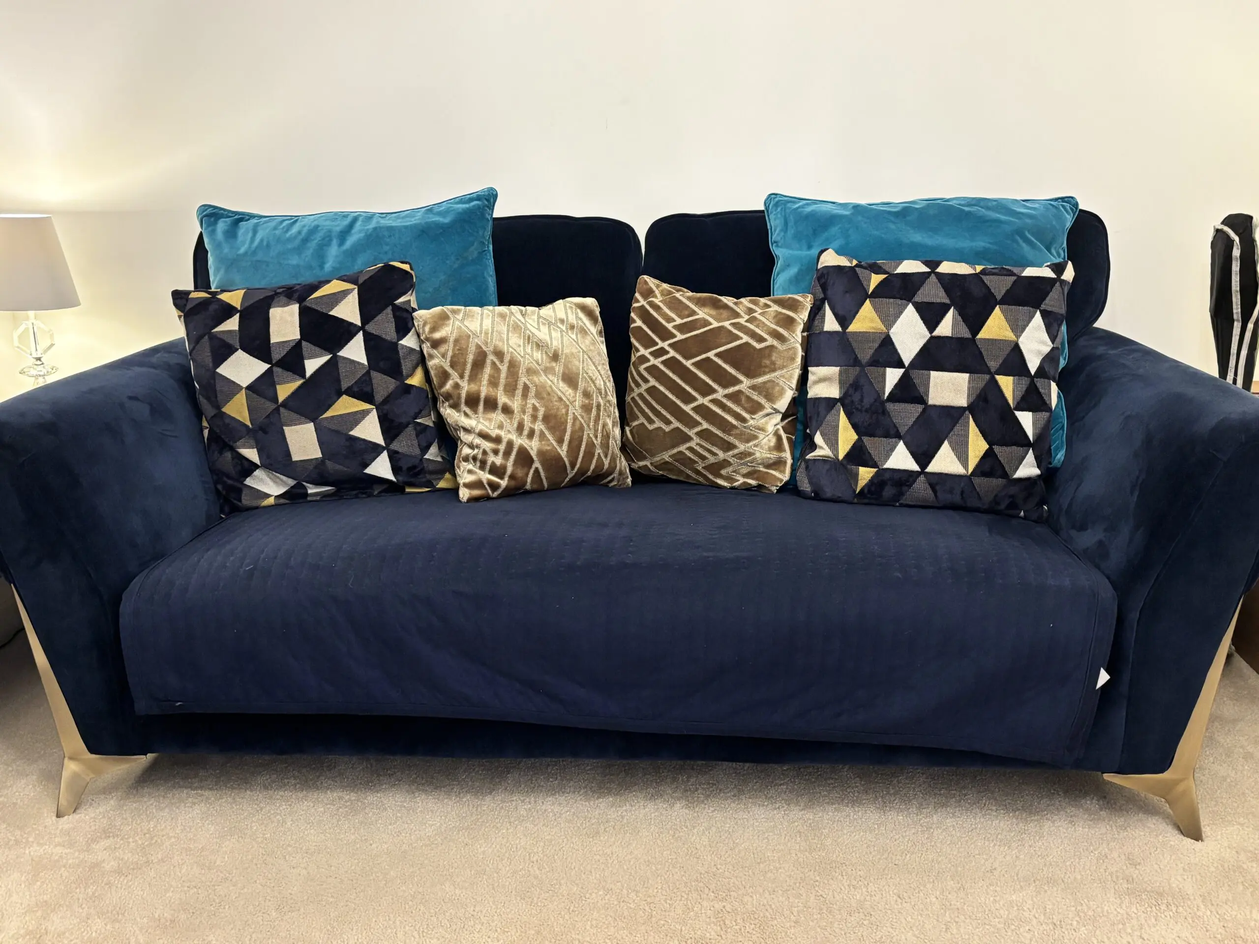 Lee Longlands - Stunning Navy Blue Sofa Set (3-Seater + Loveseat) - Cost £3k New!