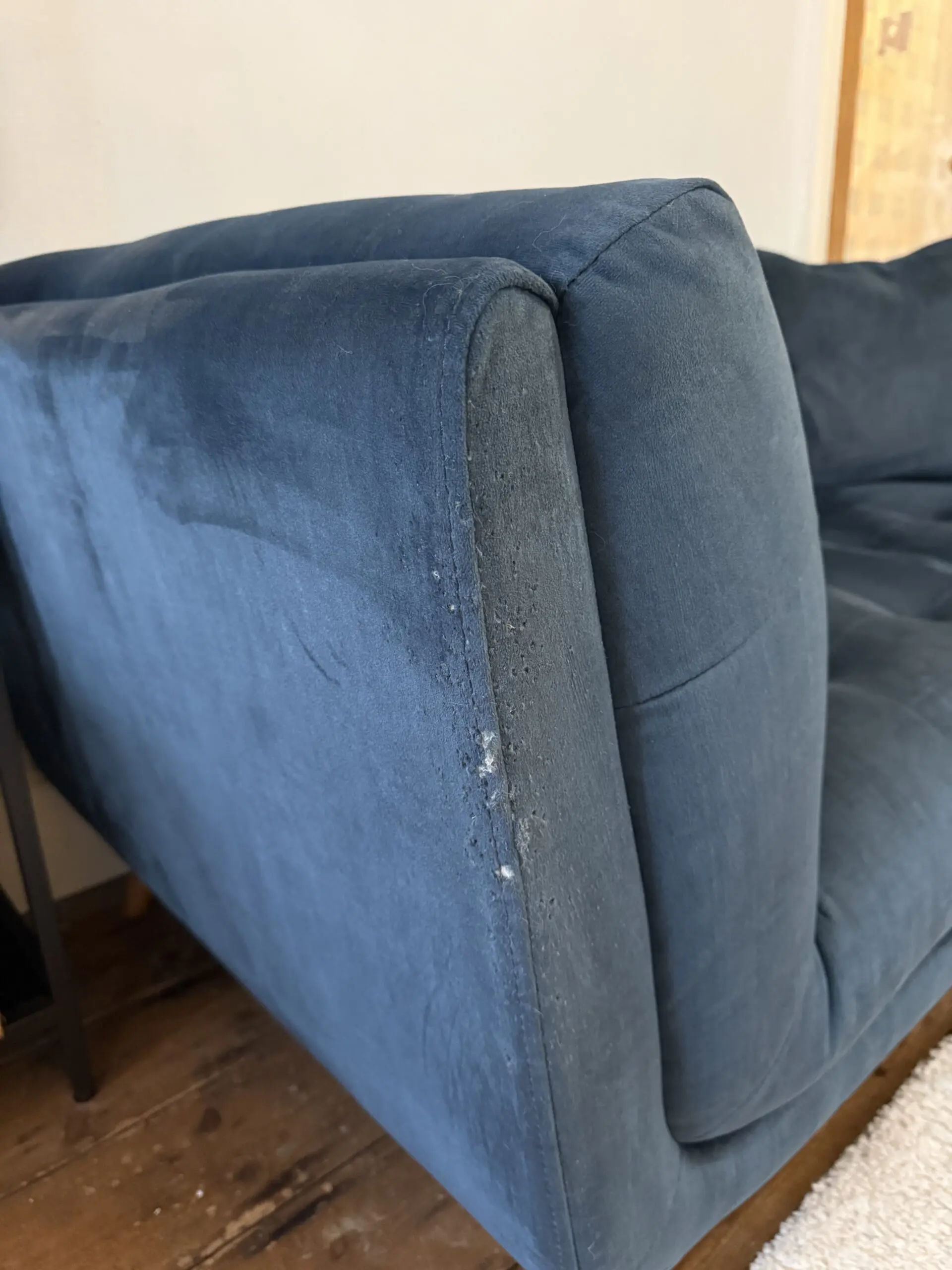 Furniture Village Airforce Blue Rene 2 Seater Fabric Sofa