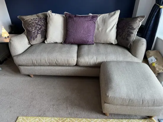 3 and 2 seater sofa with footstool