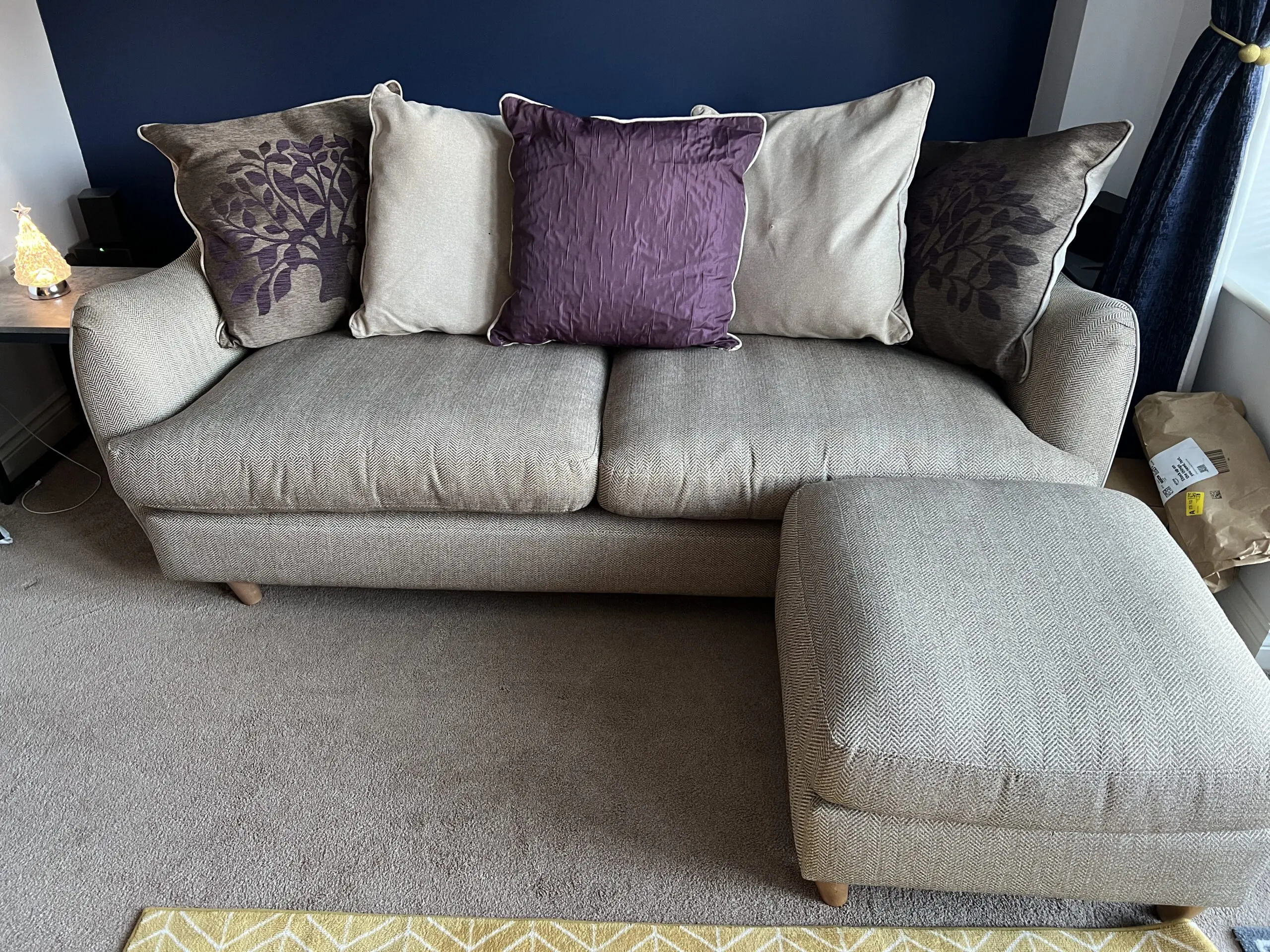 3 and 2 seater sofa with footstool