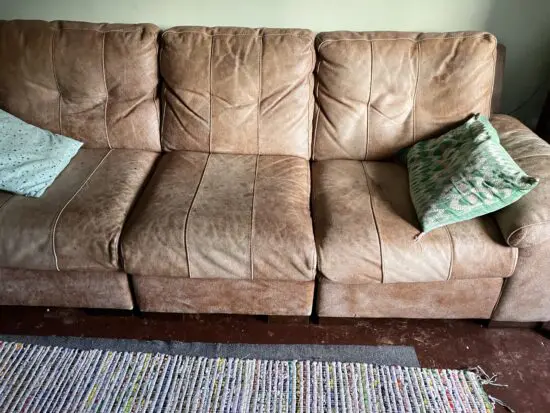 Brown leather corner sofa(we are currently not attaching corner part)
