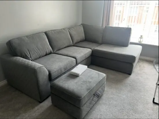 DFS grey left hand corner sofa bundle