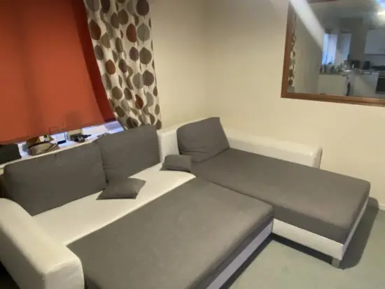 Modern L-Shaped Sofa Bed – Grey & White