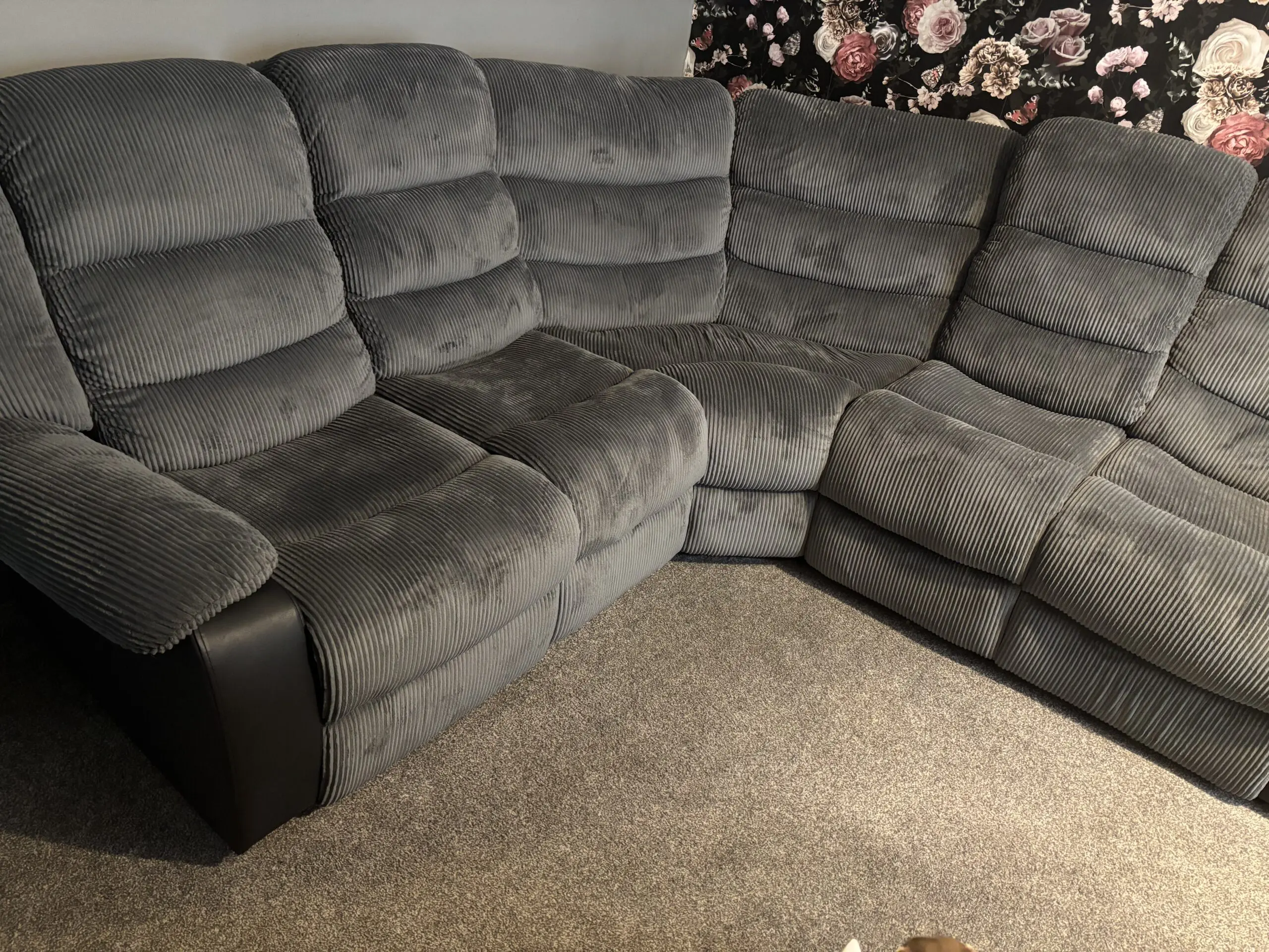 Grey and black recliner sofa