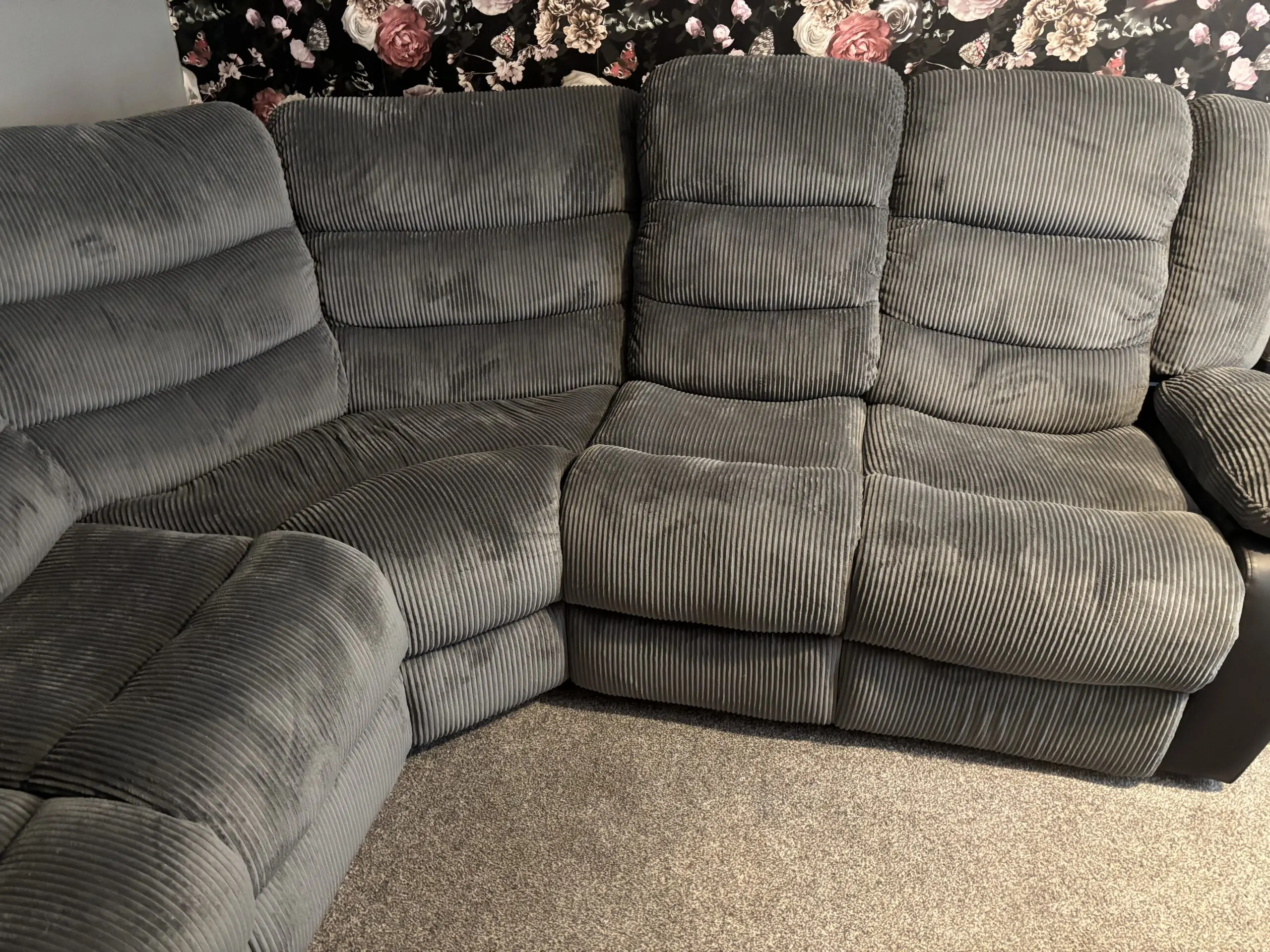 Grey and black recliner sofa
