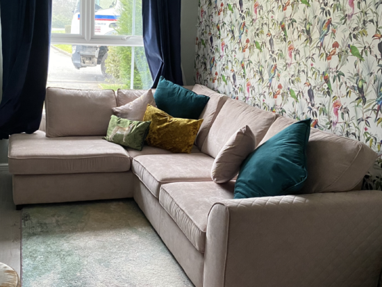 Very pale pink/mink corner Sofa