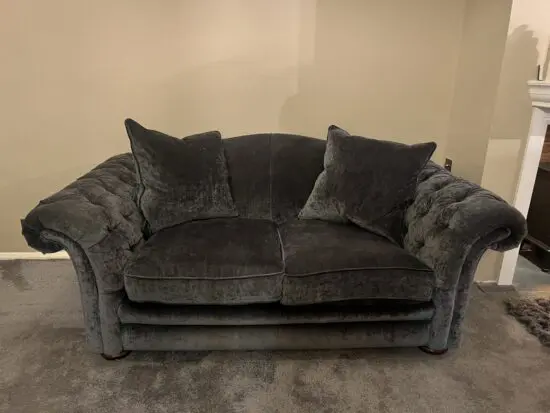 DFS Harlech 2 seater sofa x 2 walnut easy glide feet.