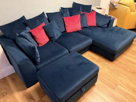 DFS Plush Chaise Sofa (Small) in Navy