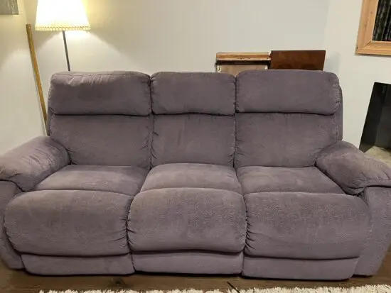 DFS light purple/grey 3 seater sofa recliner