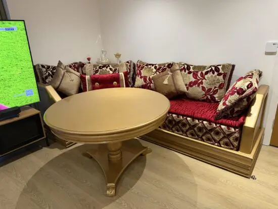 Moroccan Style corner Sofa Set With Cushions and dinner Table