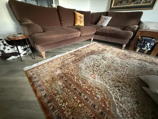 Dunelm Darwin 4 Seater Corner Sofa Luxury Velvet in Pinecone