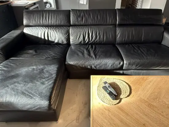 DFA black Leather corner sofa bed 3 seater