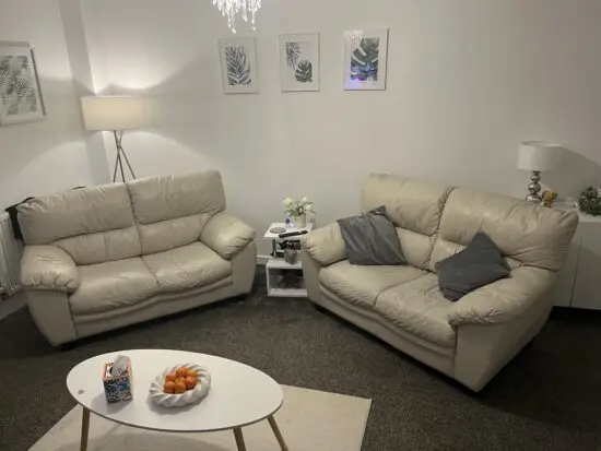Cream Leather 2 seater sofa x 2