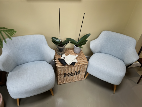 Light blue antique sofa chair