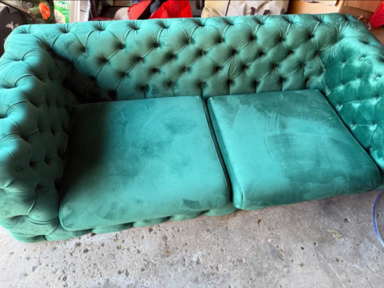 Green velvet chesterfield new