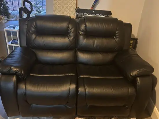 black leather recliner sofa