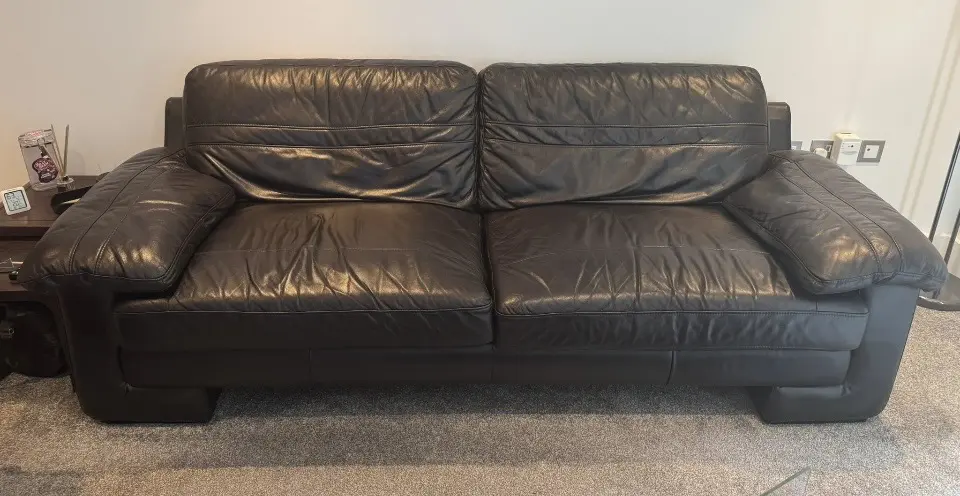 Harvey’s Dark Brown soft leather Sofa Set