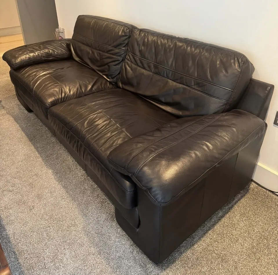 Harvey’s Dark Brown soft leather Sofa Set