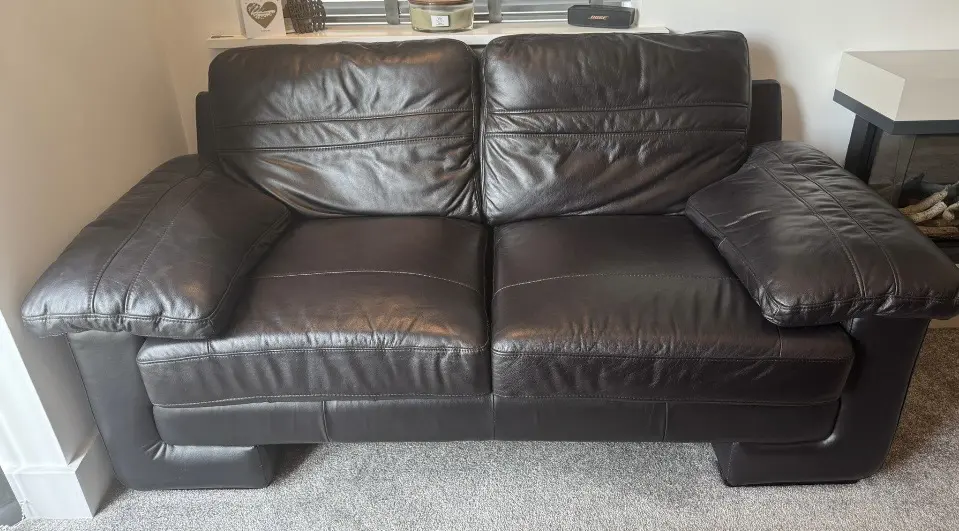 Harvey’s Dark Brown soft leather Sofa Set