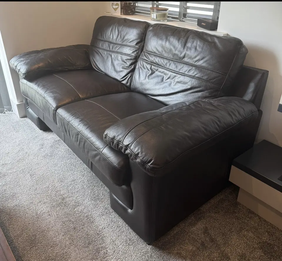 Harvey’s Dark Brown soft leather Sofa Set