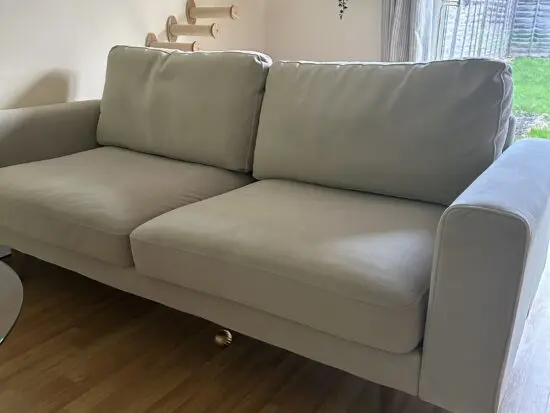 Snug Three Seater Velvet Beige Sofa