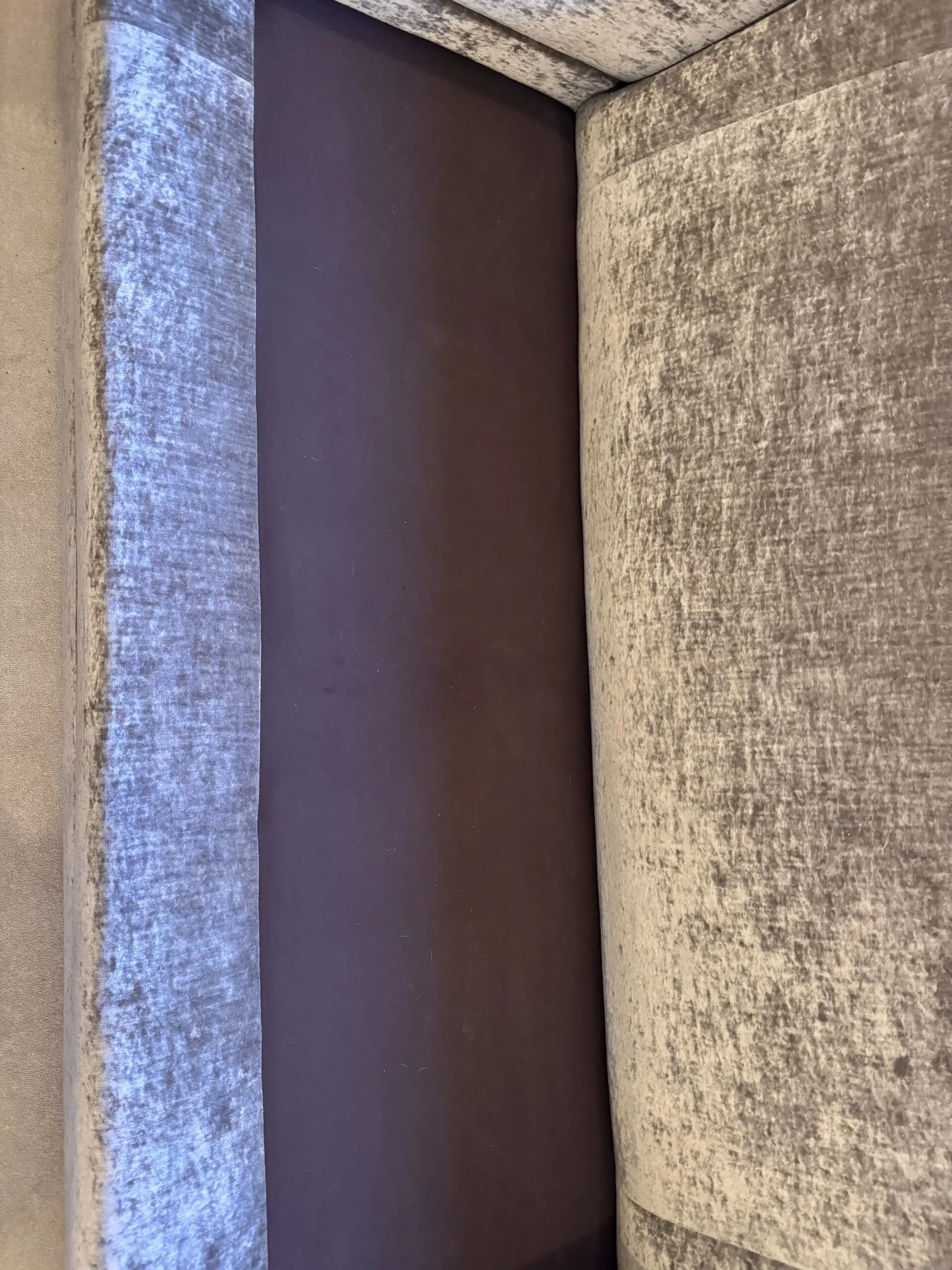 Parker & Farr sofa in mink colour velvet.