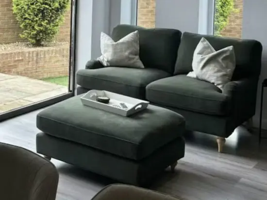 Dusk Green Sofa and Pouffe