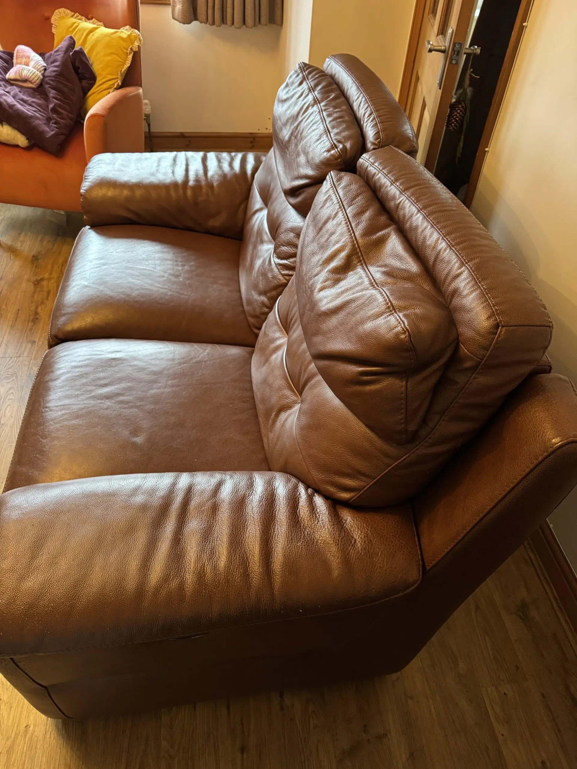 DFS Liaison Brown leather electric reclining sofa
