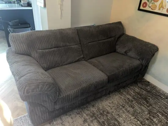 Dfs grey slate 3 seater sofa, cord design and foam cushions