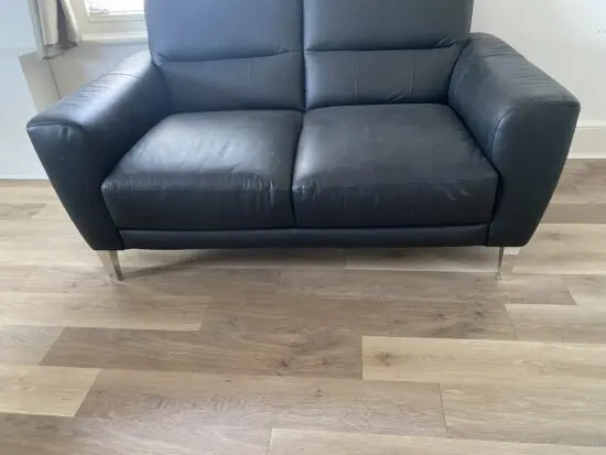 Black Leather Large 2-Seater Sofa