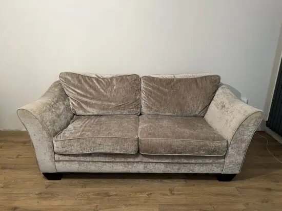 Brown Sofa & Cream Snuggler