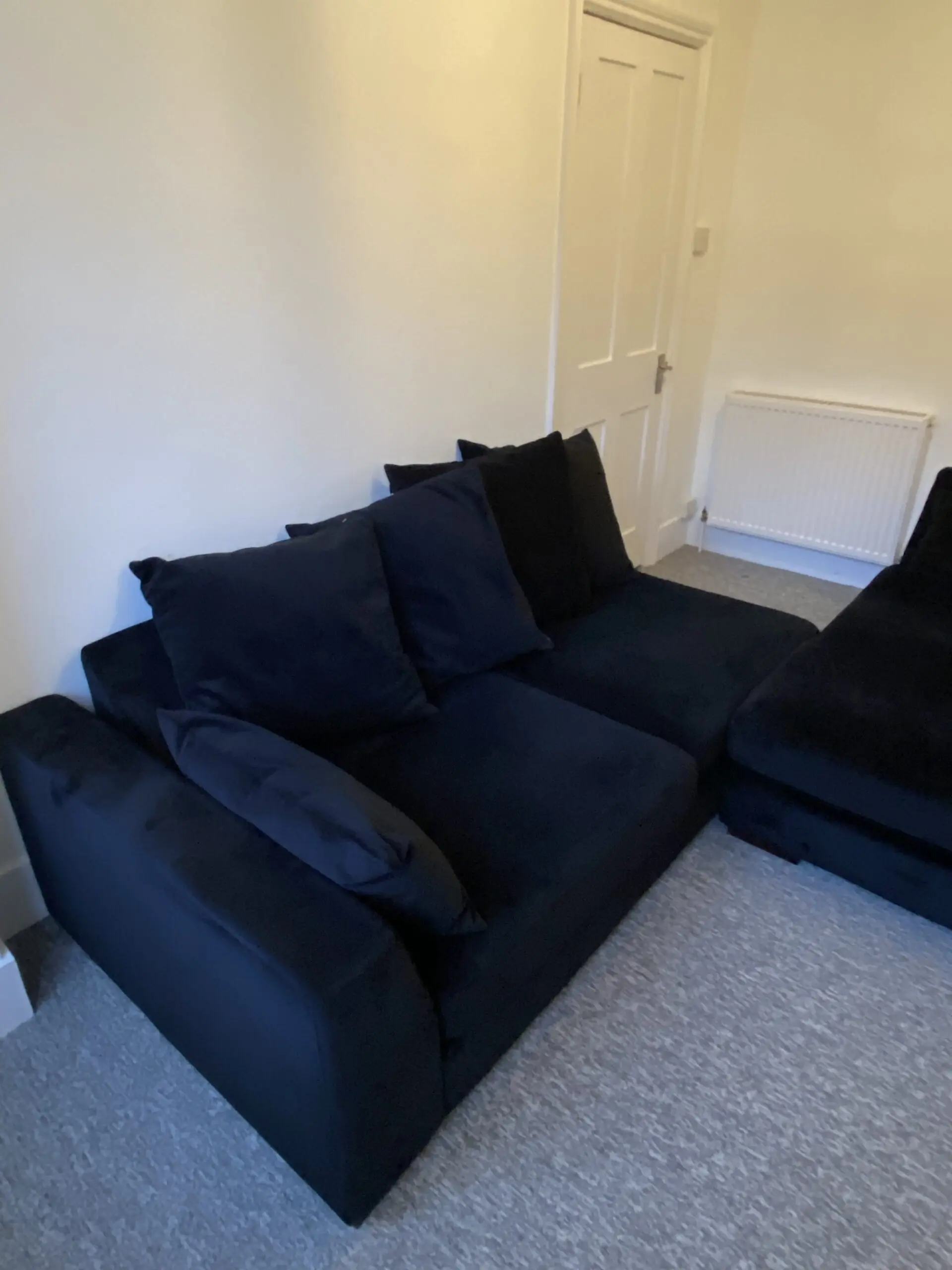 Plush Velvet Pillow Back Right Hand Facing Large Chaise End Sofa