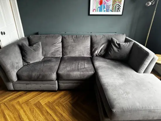 DFS Grey 4 Seater Sofa with Chaise Longe