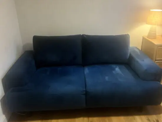 Habitat Julien Velvet 2 Seater Sofa - Navy Blue