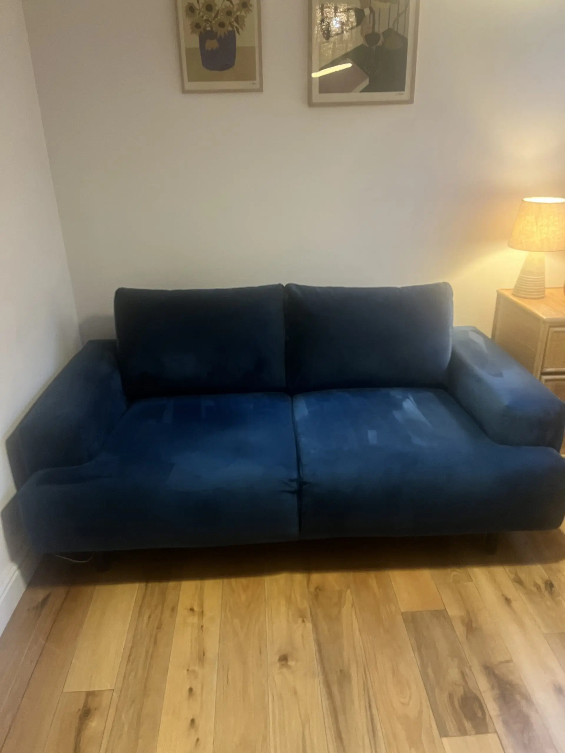 Habitat Julien Velvet 2 Seater Sofa - Navy Blue