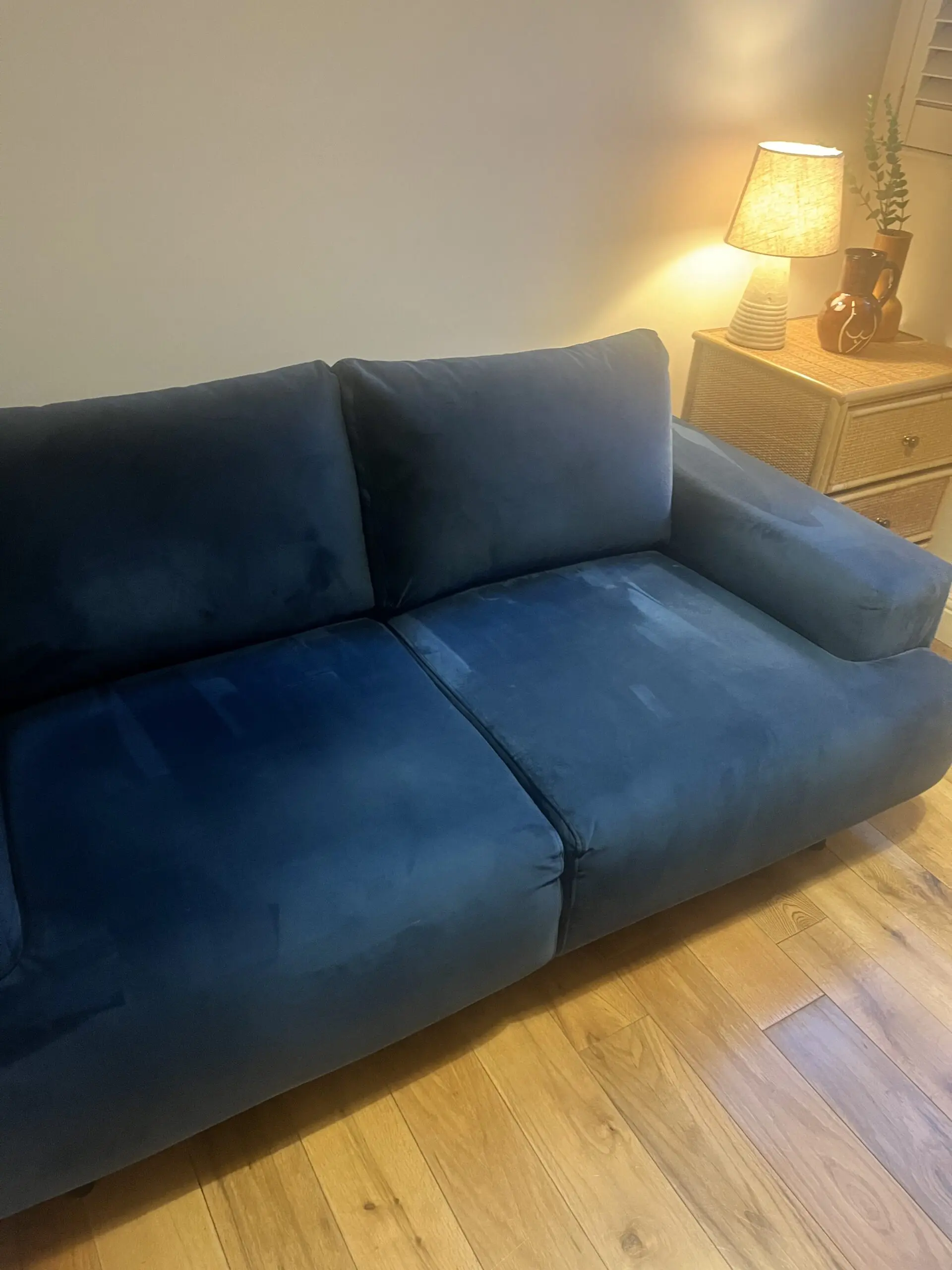 Habitat Julien Velvet 2 Seater Sofa - Navy Blue