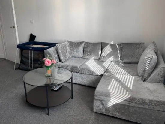 Grey Crush Velvet Sofa