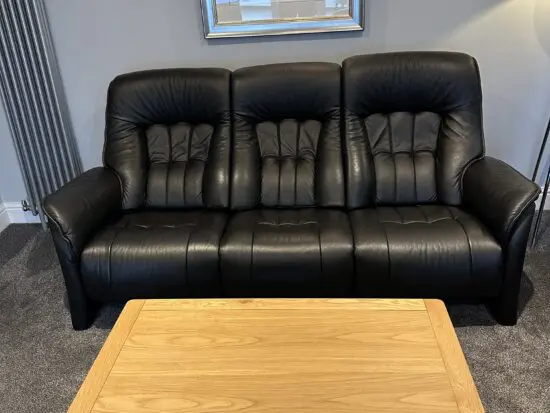 Himolla Rhine Black Leather 3 seater Manual Recliner Sofa