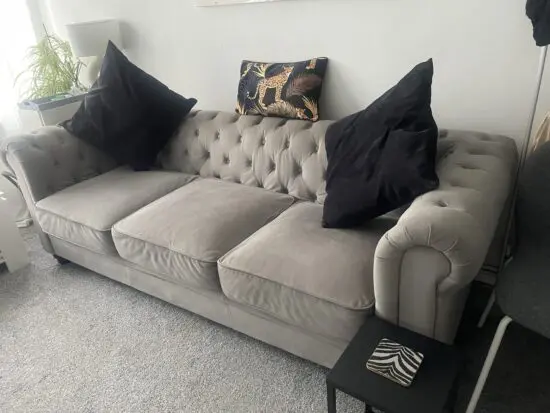 3 seater Grey Chesterfield sofa