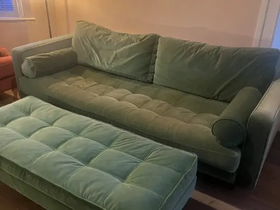 Made.com Scott Green Sofa & Foot Stool
