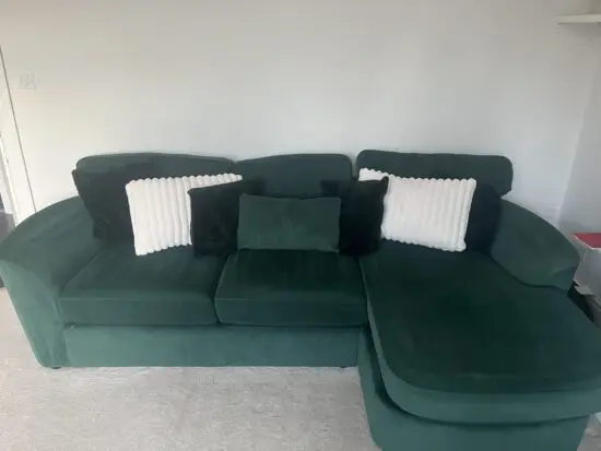 Next, Bottle Green, L shape sofa.