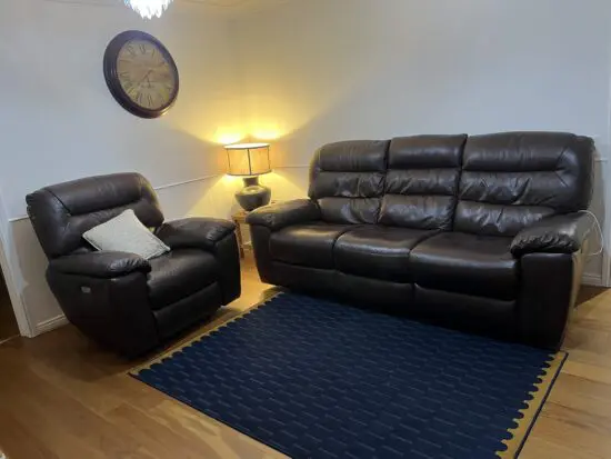 Oak Furniture Land Devon Leather Electric Recliner Sofa & Armchair (Excellent Condition)