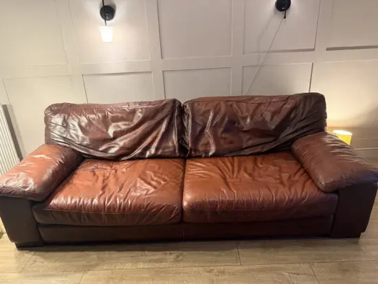 Brown Leather large 4 seater sofa