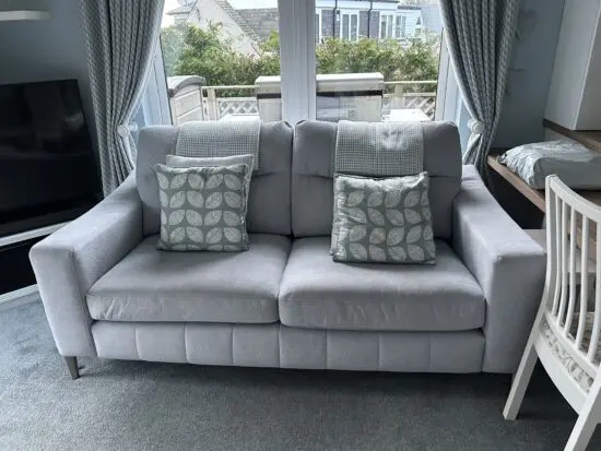 SCS Paradiso Silver grey sofas plus footstool