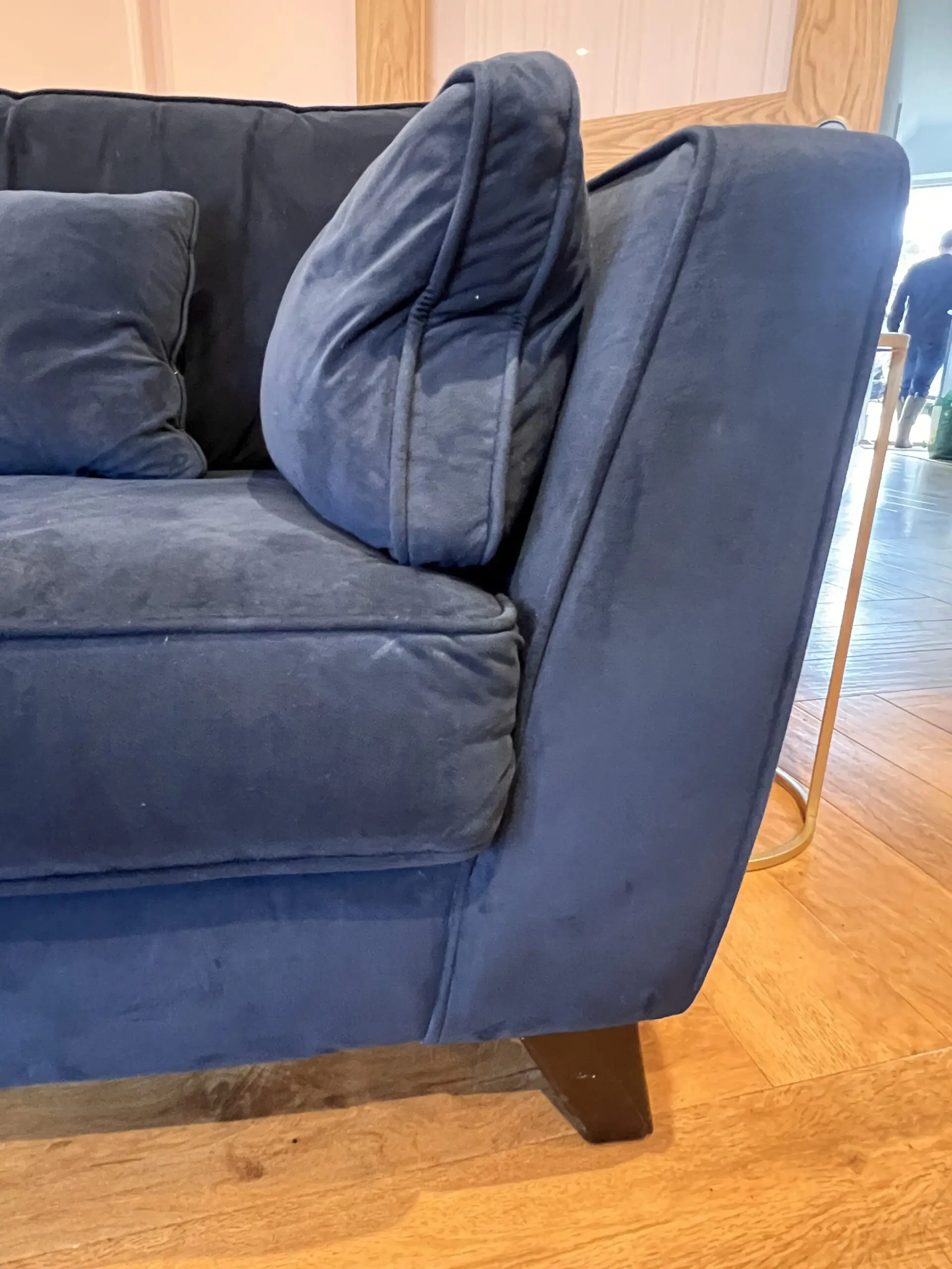 Fishpools Navy Blue Velvet Sofa, Armchair and Ottoman Footstool