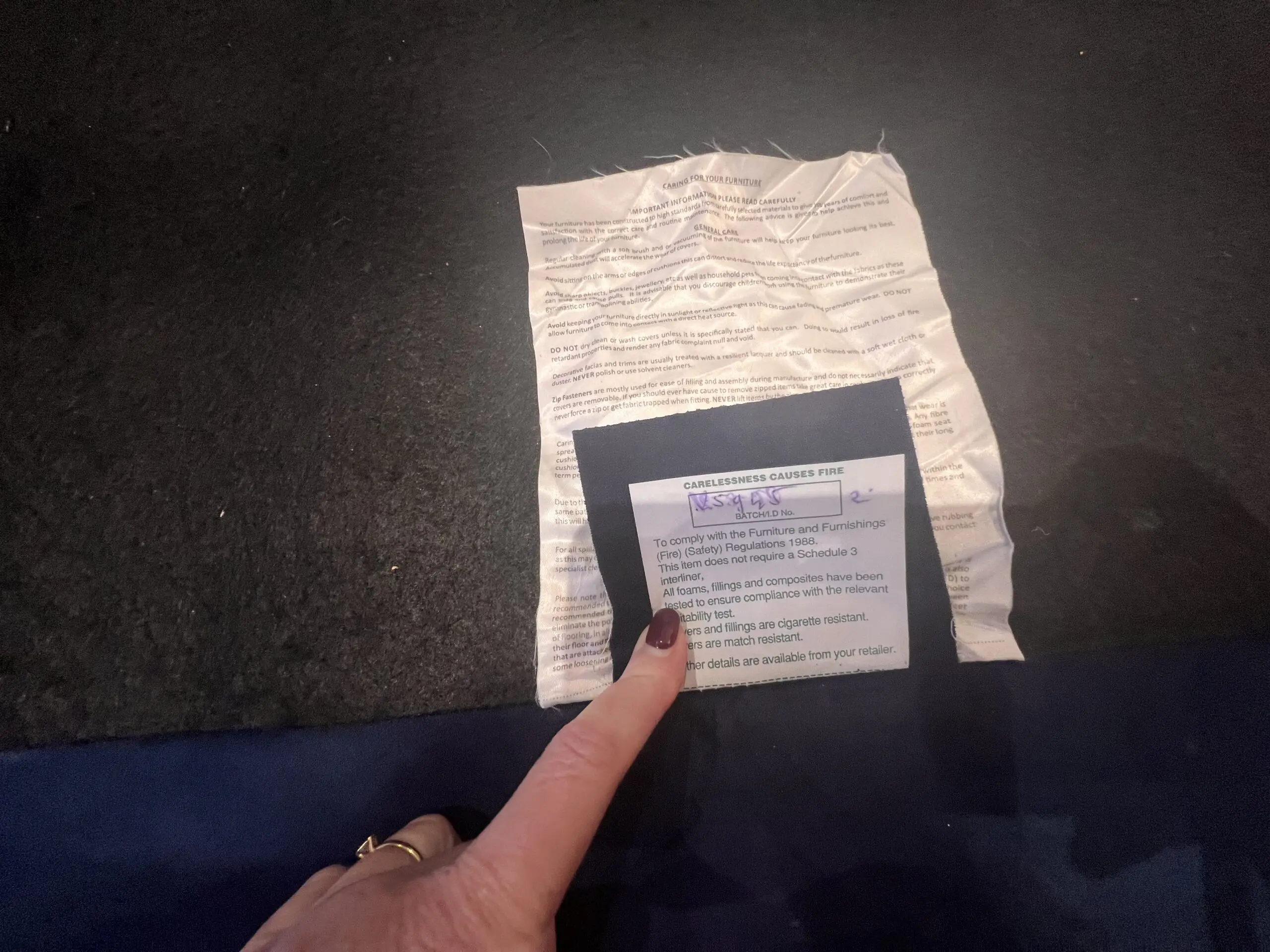 Fishpools Navy Blue Velvet Sofa, Armchair and Ottoman Footstool